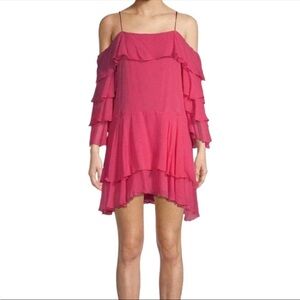 NWT Alice + Olivia Lexis fuchsia pink 100% silk mini dress spaghetti straps 10